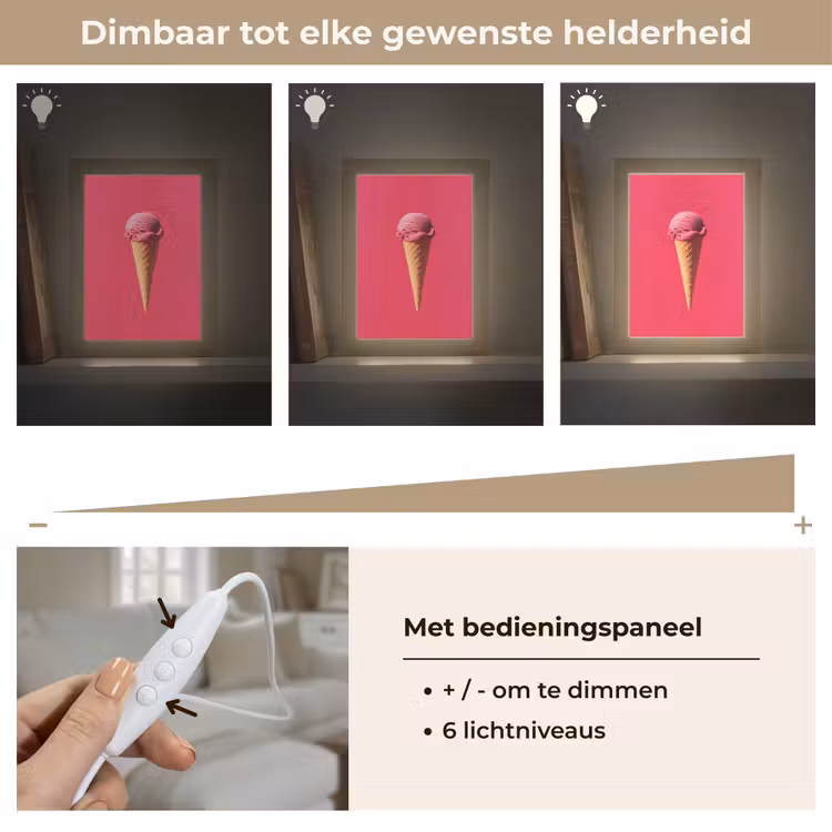 Schepijs - Roze - Hoorntje Light Box met kabel (Tafellamp) klein -USP_dimbaarNL