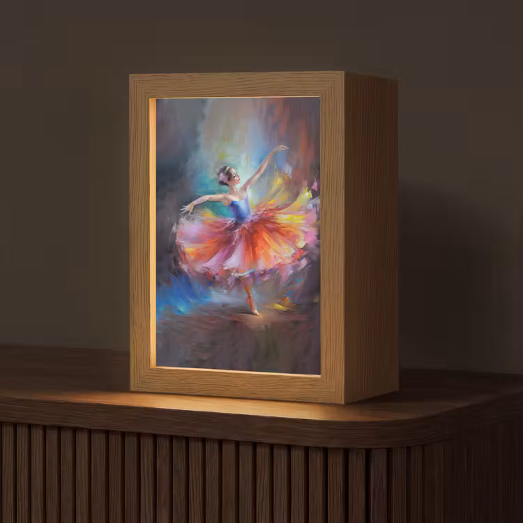 Schilderij - Olieverf - Dans - Ballerina Light Box met kabel (Tafellamp) klein -z3d_website