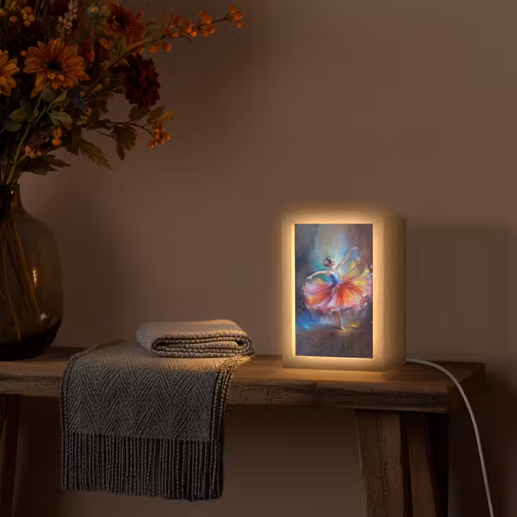 Schilderij - Olieverf - Dans - Ballerina Light Box met kabel (Tafellamp) klein -sfeer4