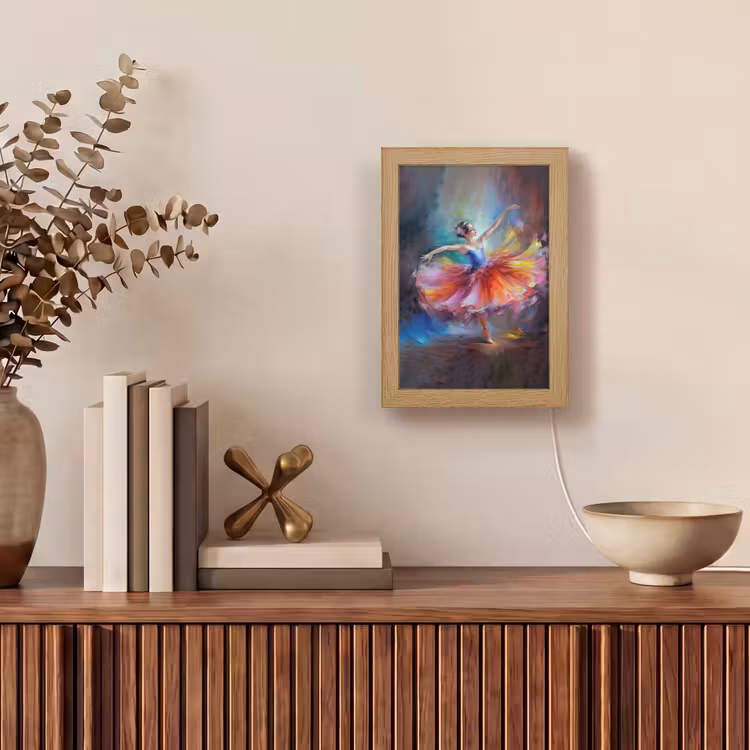 Schilderij - Olieverf - Dans - Ballerina Light Box met kabel (Tafellamp) klein -sfeer2