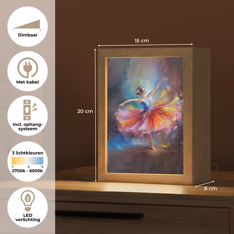 Schilderij - Olieverf - Dans - Ballerina Light Box met kabel (Tafellamp) klein -USP_NL