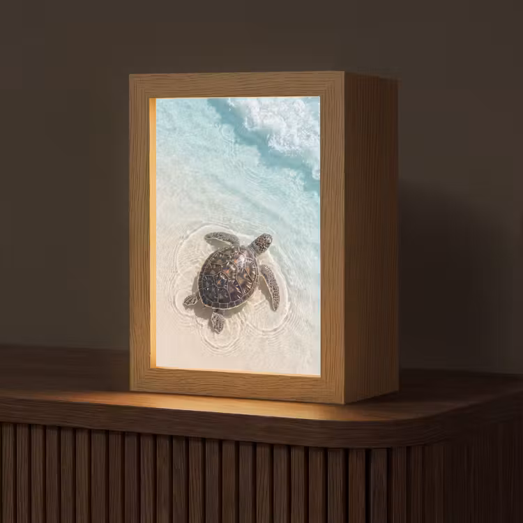 Schildpad - Helder water - Strand - Dieren - Natuur Light Box met kabel (Tafellamp) klein -z3d_website