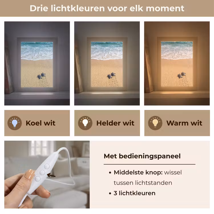 Schildpad - Jong - Strand - Oceaan - Blauw Light Box met kabel (Tafellamp) klein -USP_lichtkleurNL