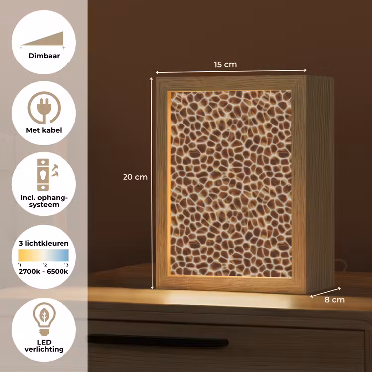 Schildpad - Patroon - Bruin Light Box met kabel (Tafellamp) klein 925 -USP_NL