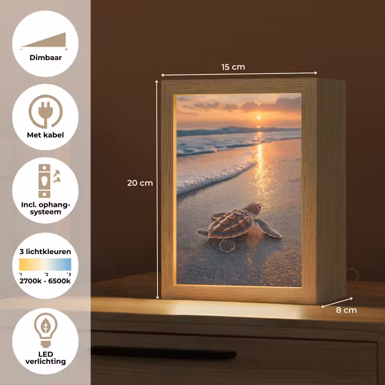 Schildpad - strand - Zonsondergang Light Box met kabel (Tafellamp) klein -USP_NL