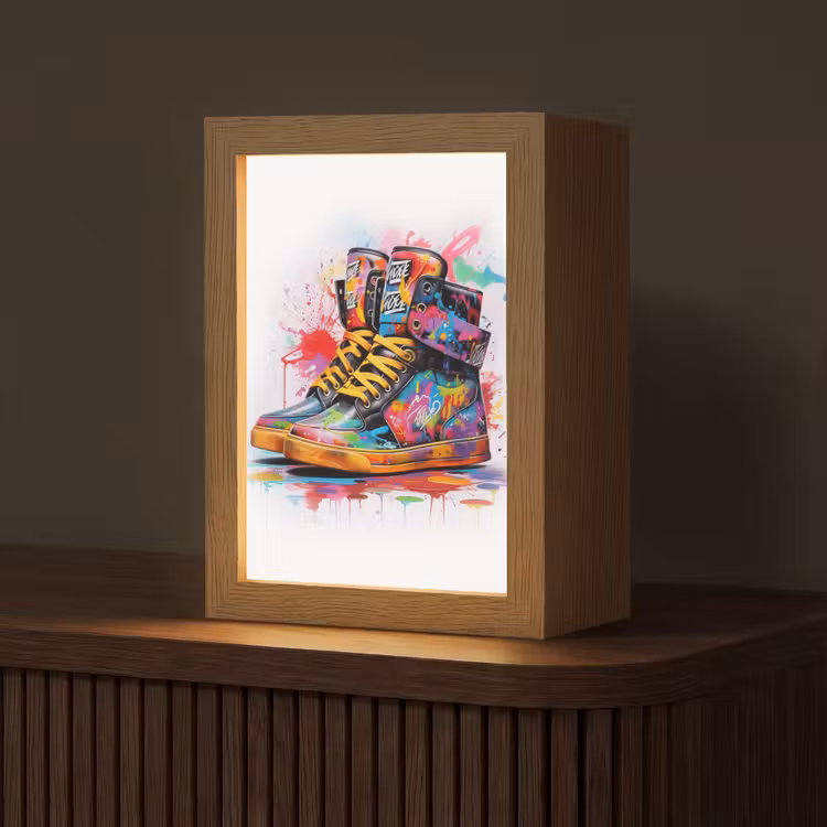 Schoenen - Graffiti - Wit - Kleuren Light Box met kabel (Tafellamp) klein -z3d_website