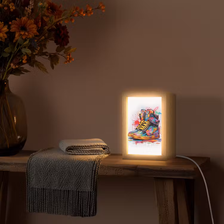 Schoenen - Graffiti - Wit - Kleuren Light Box met kabel (Tafellamp) klein -sfeer4