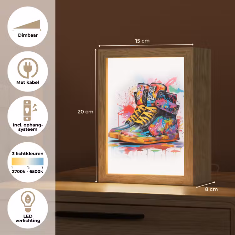 Schoenen - Graffiti - Wit - Kleuren Light Box met kabel (Tafellamp) klein -USP_NL