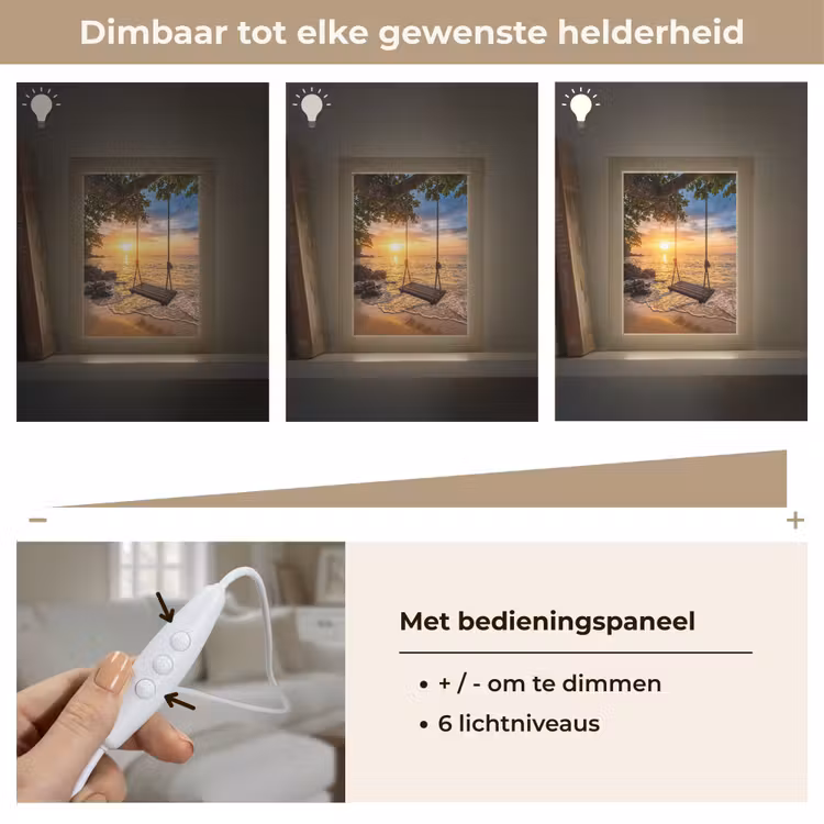 Schommel - Strand - Zonsondergang - Natuur - Oranje Light Box met kabel (Tafellamp) klein -USP_dimbaarNL