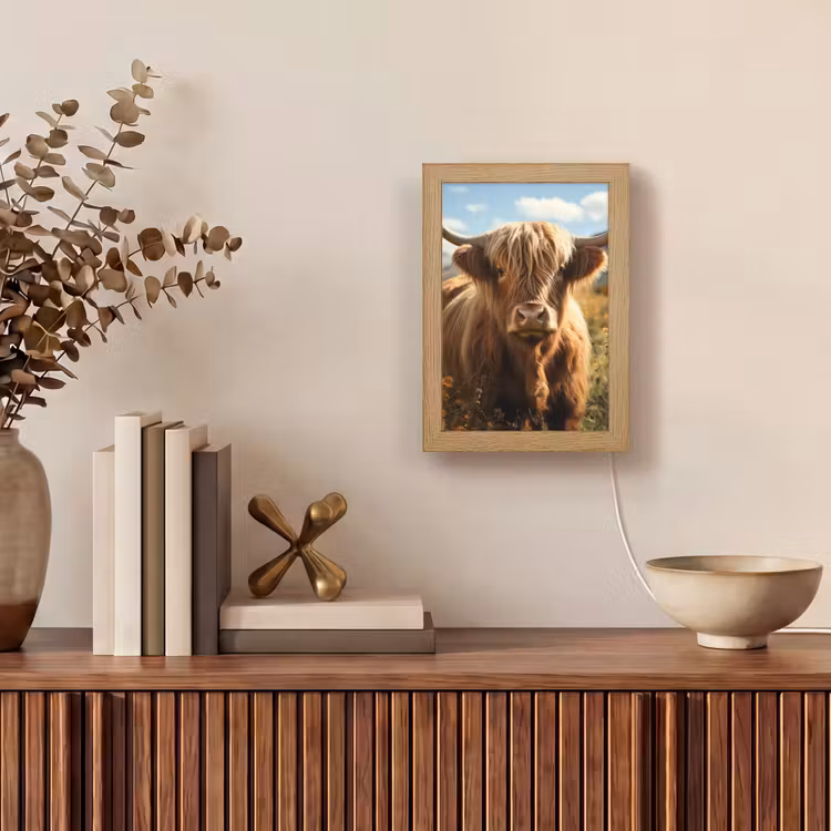 Schotse hooglander - Dieren portret - Natuur - Dier Light Box met kabel (Tafellamp) klein -sfeer2