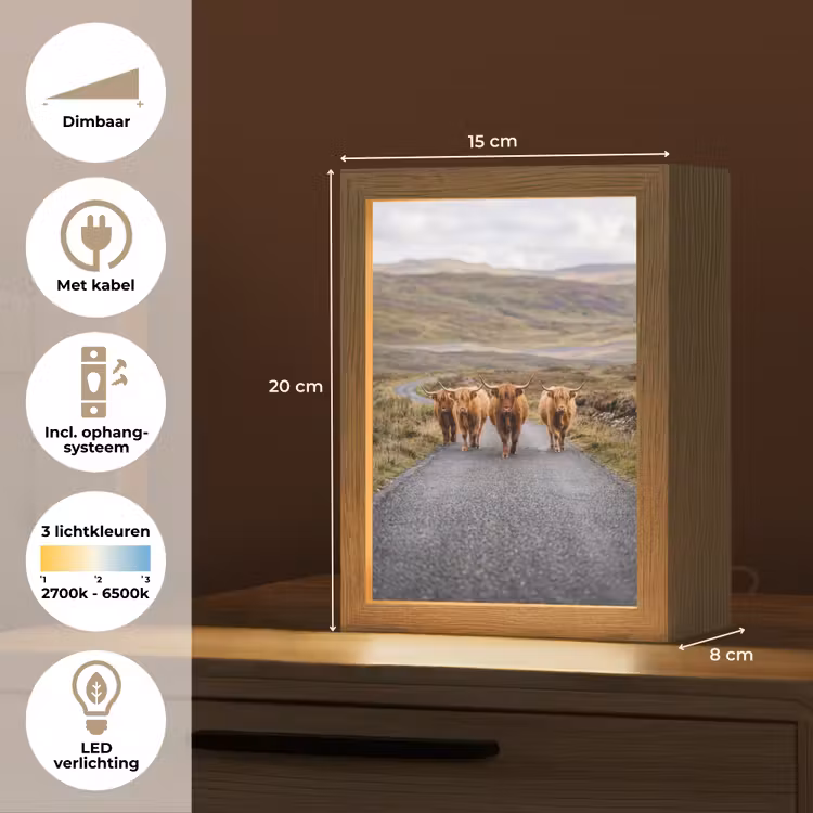 Schotse Hooglanders - Weg - Landschap - Kudde Light Box met kabel (Tafellamp) klein -USP_NL