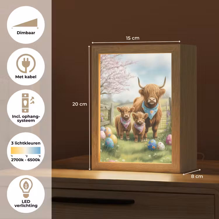 Schotsehooglanders - Paaseieren - Lente Light Box met kabel (Tafellamp) klein -USP_NL