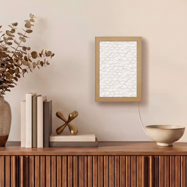 Schubben - Wit - Elegant Light Box met kabel (Tafellamp) klein 925 -sfeer2