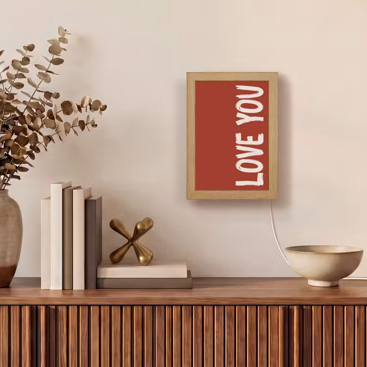 Schuin - Loveyou - Rood Light Box met kabel (Tafellamp) klein -sfeer2