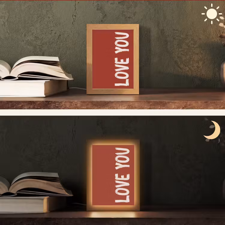 Schuin - Loveyou - Rood Light Box met kabel (Tafellamp) klein -sfeer3