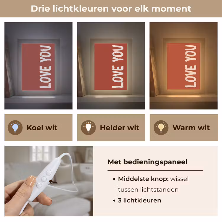 Schuin - Loveyou - Rood Light Box met kabel (Tafellamp) klein -USP_lichtkleurNL