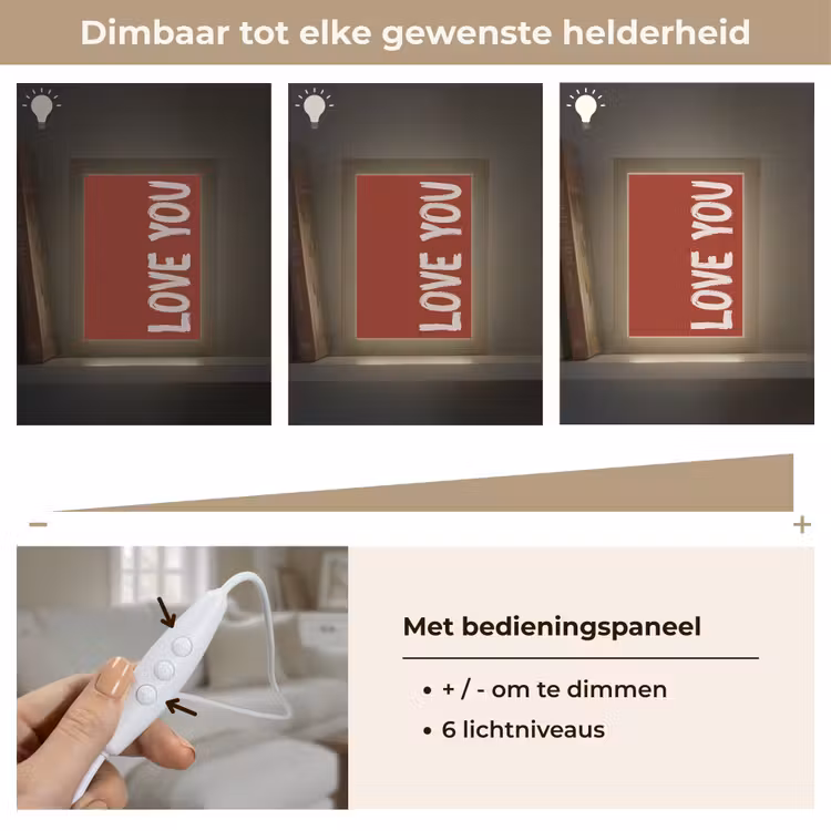 Schuin - Loveyou - Rood Light Box met kabel (Tafellamp) klein -USP_dimbaarNL