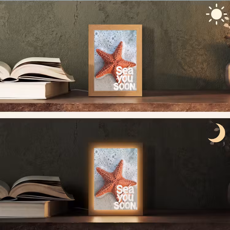 Sea you soon - Zeester - Zee Light Box met kabel (Tafellamp) klein -sfeer3