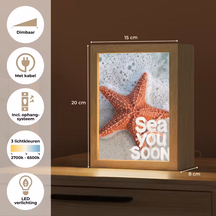 Sea you soon - Zeester - Zee Light Box met kabel (Tafellamp) klein -USP_NL