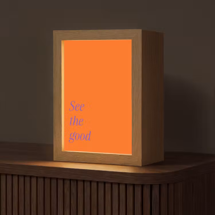See te good - Paars - Oranje Light Box met kabel (Tafellamp) klein -z3d_website