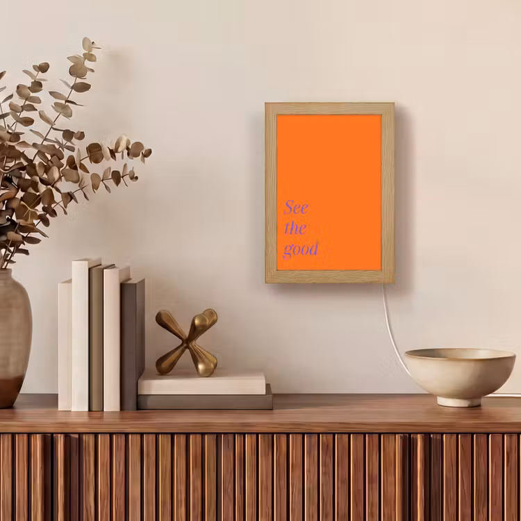 See te good - Paars - Oranje Light Box met kabel (Tafellamp) klein -sfeer2