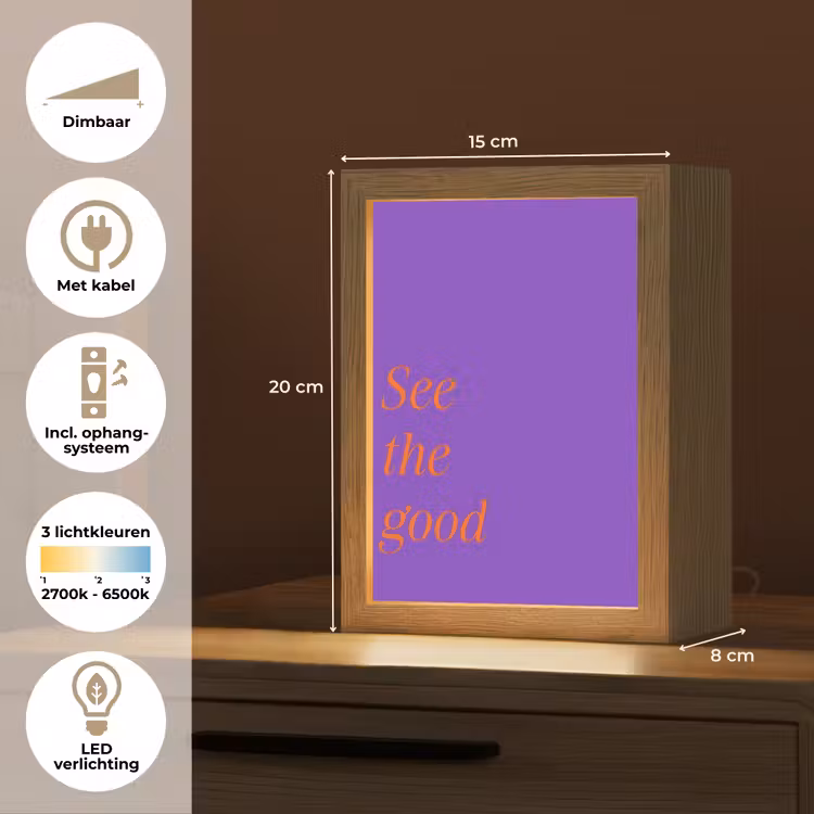 See the good - Oranje - Paars Light Box met kabel (Tafellamp) klein -USP_NL