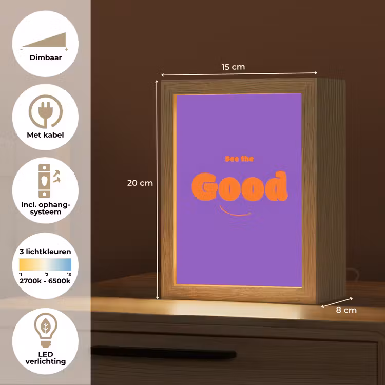 See the good - Oranje - Paars - Smiley Light Box met kabel (Tafellamp) klein -USP_NL
