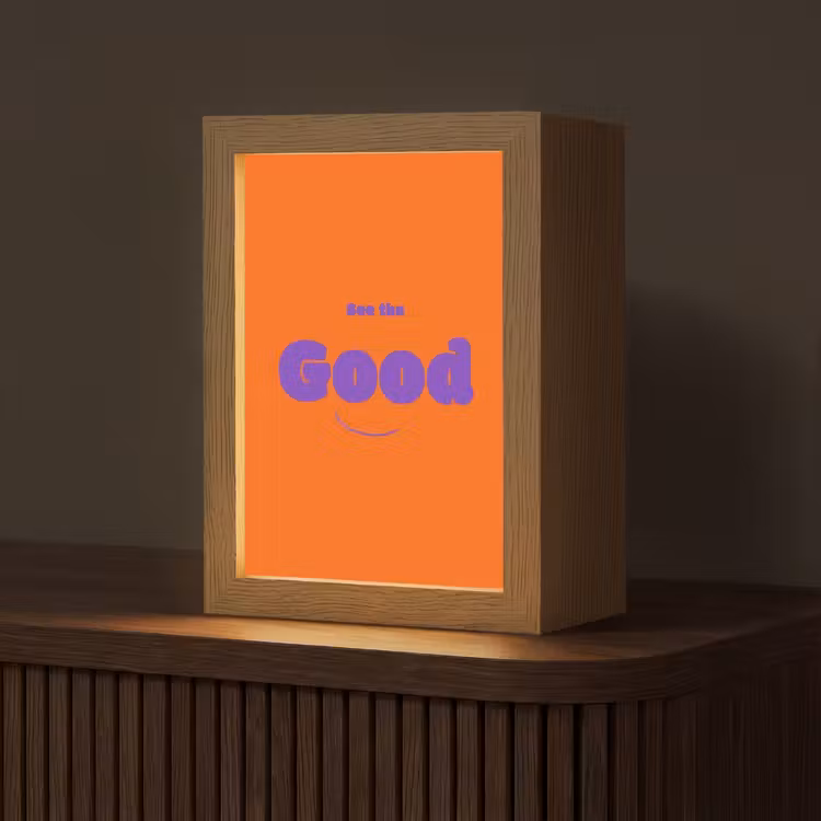 See the good - Paars - Oranje - Smiley Light Box met kabel (Tafellamp) klein -z3d_website