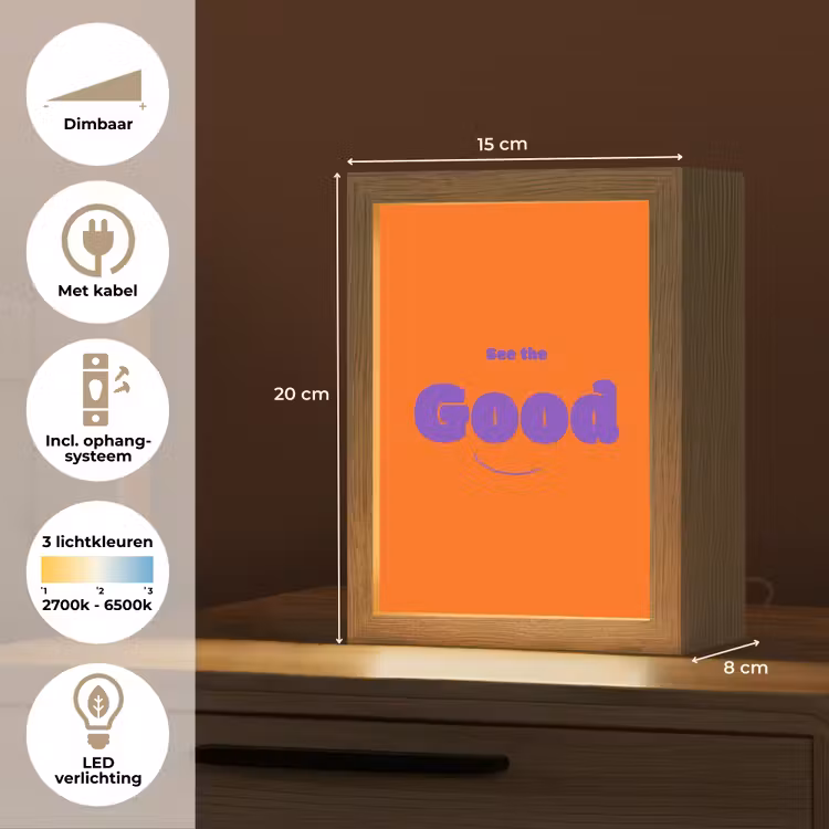 See the good - Paars - Oranje - Smiley Light Box met kabel (Tafellamp) klein -USP_NL