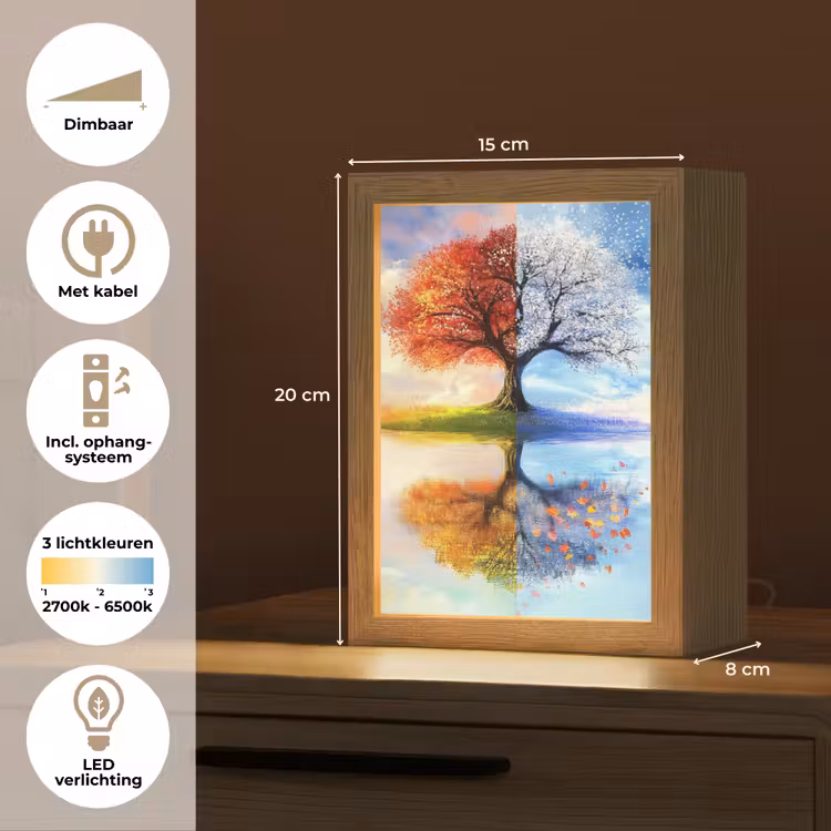 Seizoenen - Kunst - Boom - Winter - Herfst Light Box met kabel (Tafellamp) klein -USP_NL