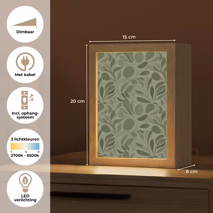 Sereen - Bladeren - Groen Light Box met kabel (Tafellamp) klein 925 -USP_NL