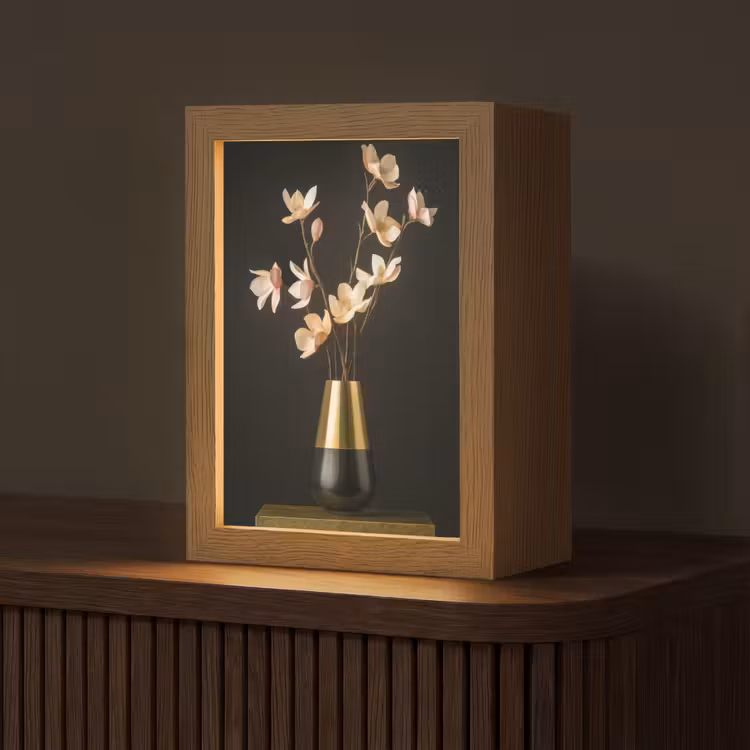 Sierlijk - Boeket - Goud - Vaas Light Box met kabel (Tafellamp) klein -z3d_website
