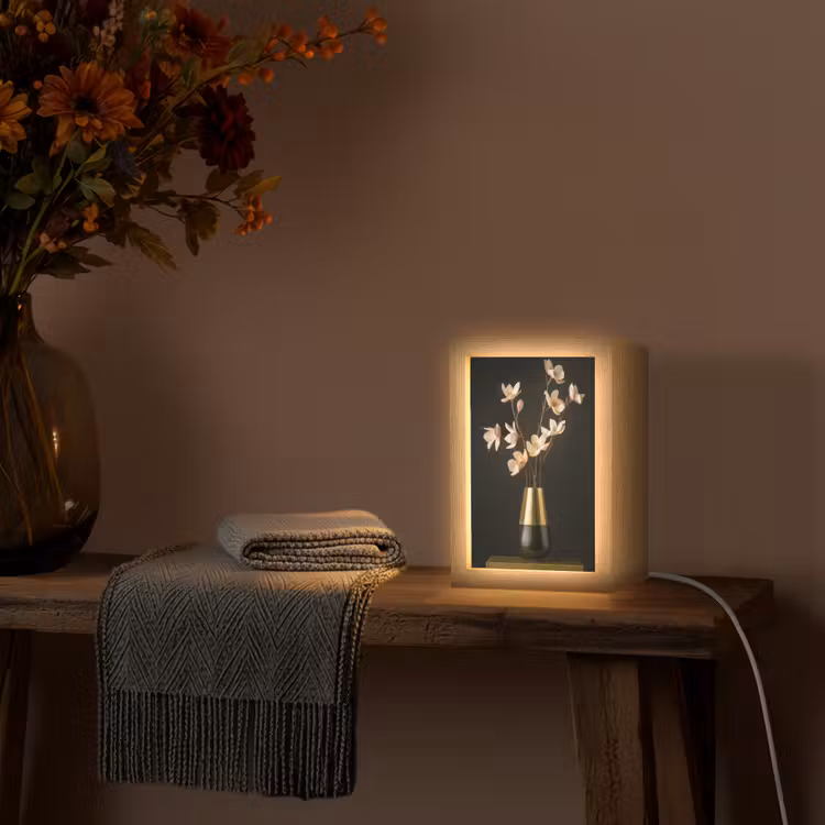 Sierlijk - Boeket - Goud - Vaas Light Box met kabel (Tafellamp) klein -sfeer4