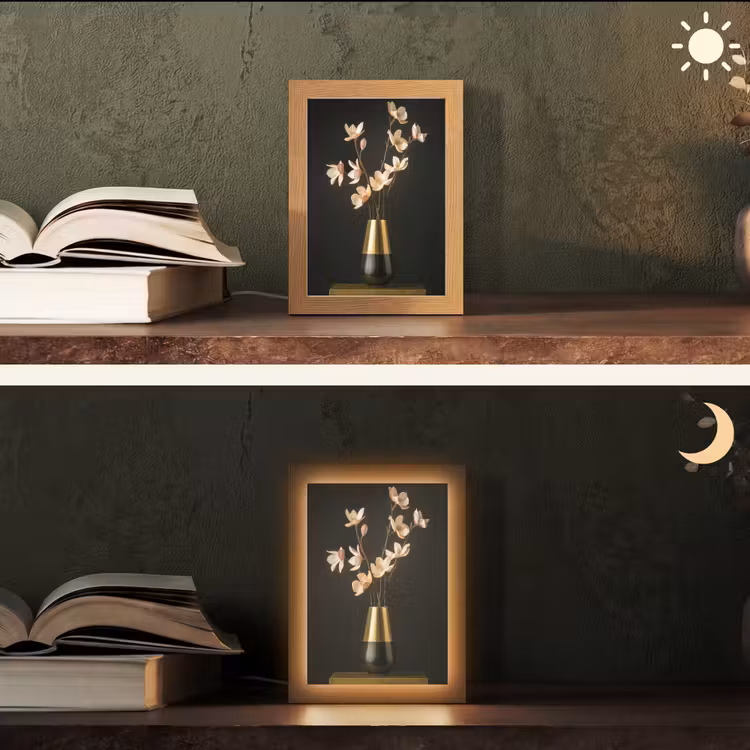Sierlijk - Boeket - Goud - Vaas Light Box met kabel (Tafellamp) klein -sfeer3