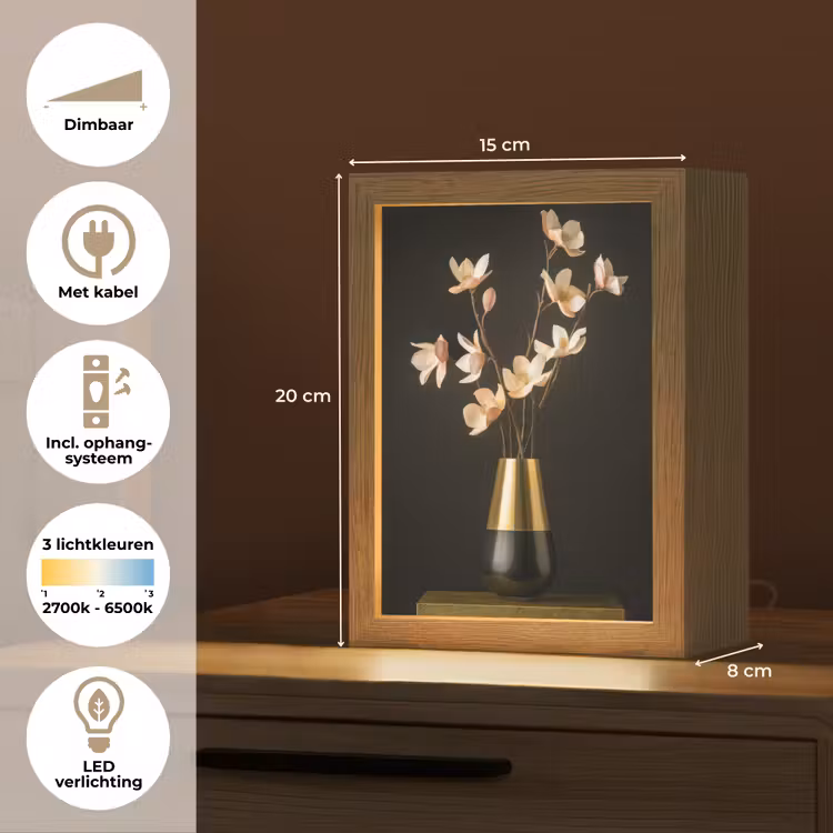 Sierlijk - Boeket - Goud - Vaas Light Box met kabel (Tafellamp) klein -USP_NL