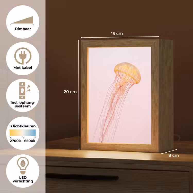 Sierlijk - Kwal - Roze Light Box met kabel (Tafellamp) klein -USP_NL