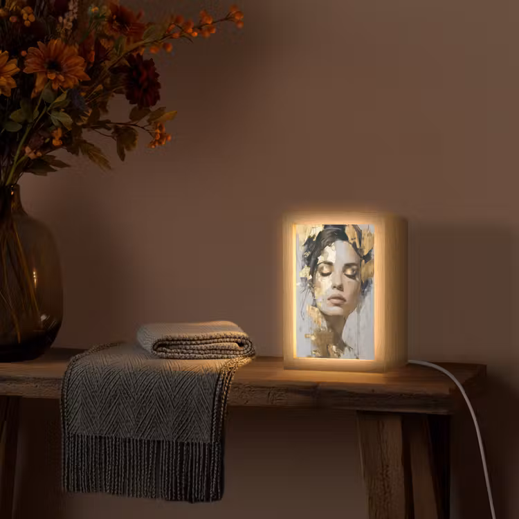 Sierlijk - Vrouw - Goud - Ogen Light Box met kabel (Tafellamp) klein -sfeer4