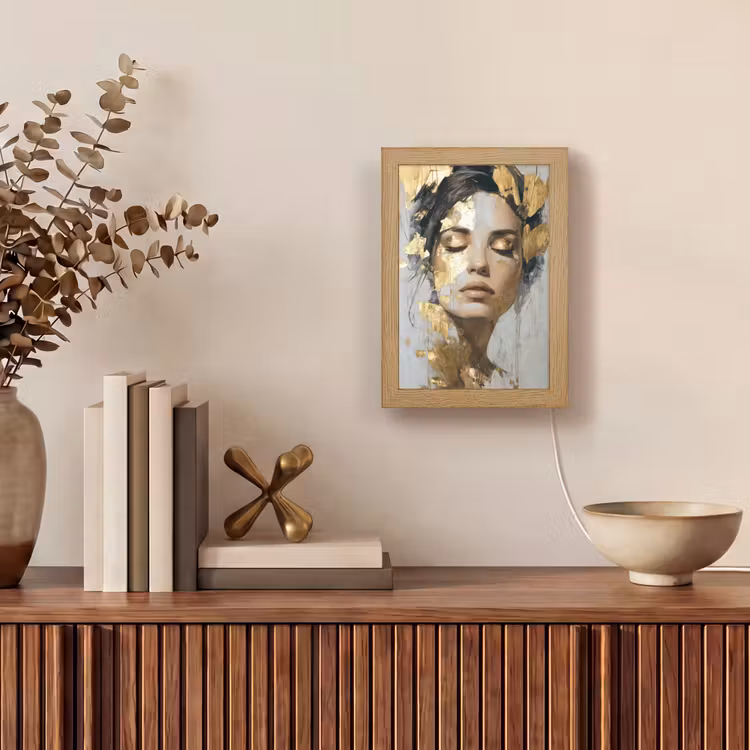 Sierlijk - Vrouw - Goud - Ogen Light Box met kabel (Tafellamp) klein -sfeer2