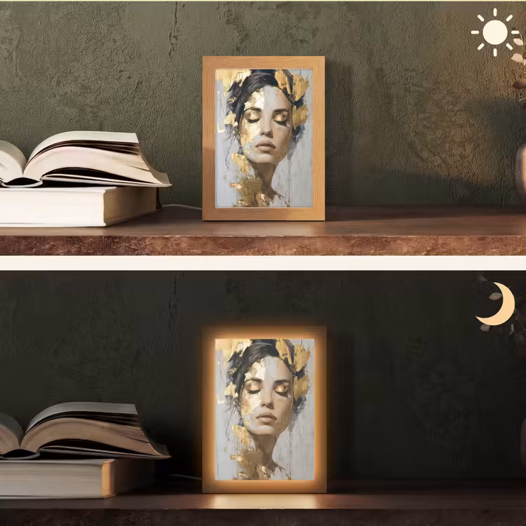 Sierlijk - Vrouw - Goud - Ogen Light Box met kabel (Tafellamp) klein -sfeer3