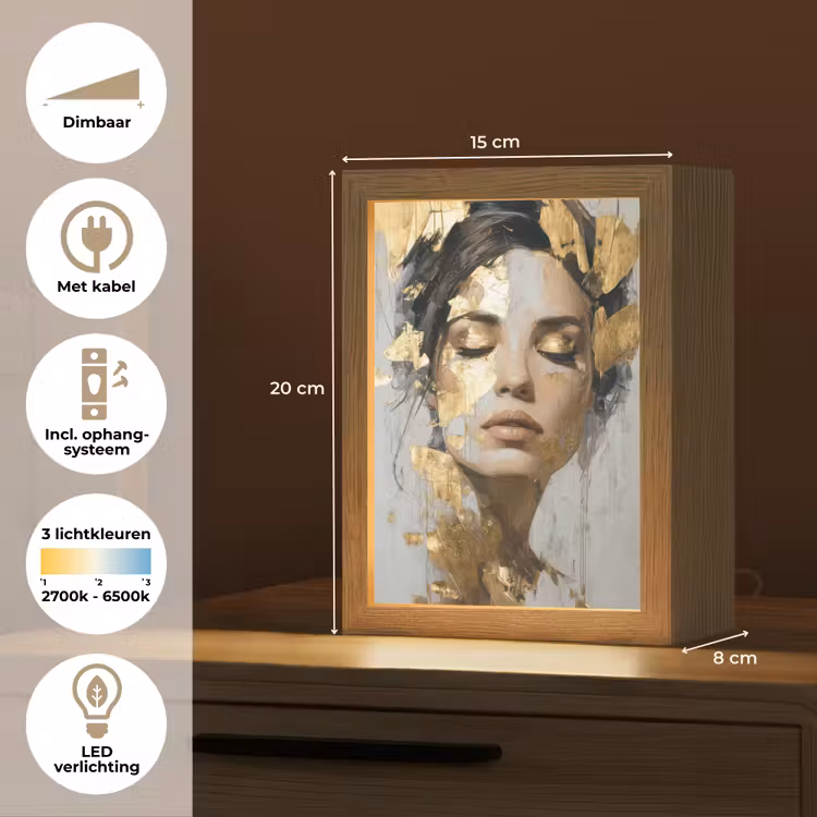 Sierlijk - Vrouw - Goud - Ogen Light Box met kabel (Tafellamp) klein -USP_NL