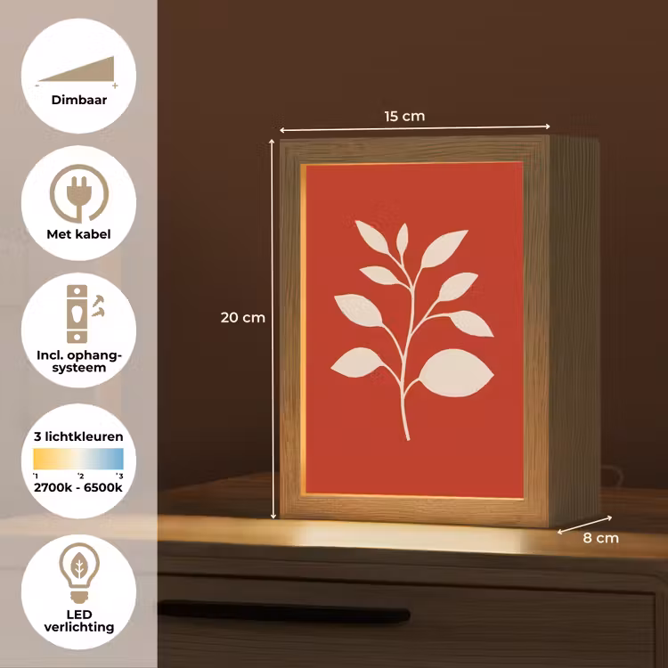 Silhouet - Bladeren - Tak Light Box met kabel (Tafellamp) klein -USP_NL