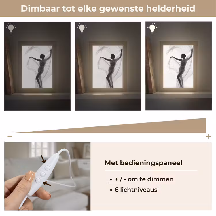 Silhouet - Sluier - Vormen - Zwart - Wit - Sensueel Light Box met kabel (Tafellamp) klein -USP_dimbaarNL