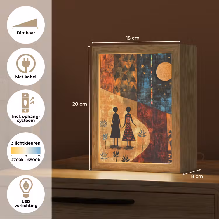 Silhouetten - Abstract - Zon - Maan Light Box met kabel (Tafellamp) klein -USP_NL