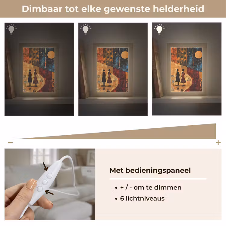 Silhouetten - Abstract - Zon - Maan Light Box met kabel (Tafellamp) klein -USP_dimbaarNL