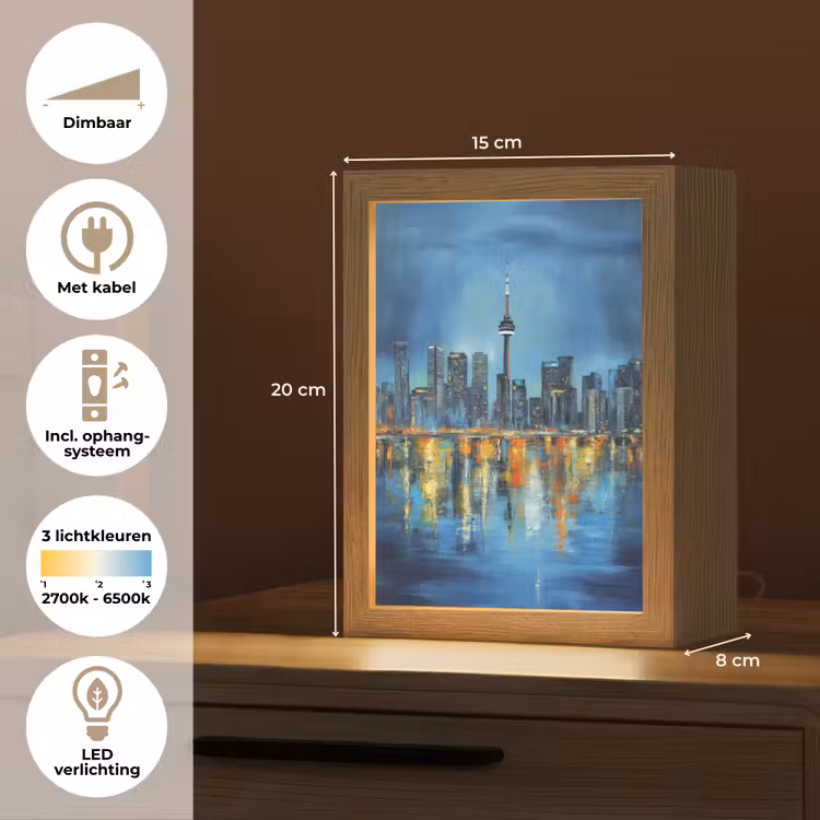 Skyline Toronto - Water - Stadslichten - Toren Light Box met kabel (Tafellamp) klein -USP_NL