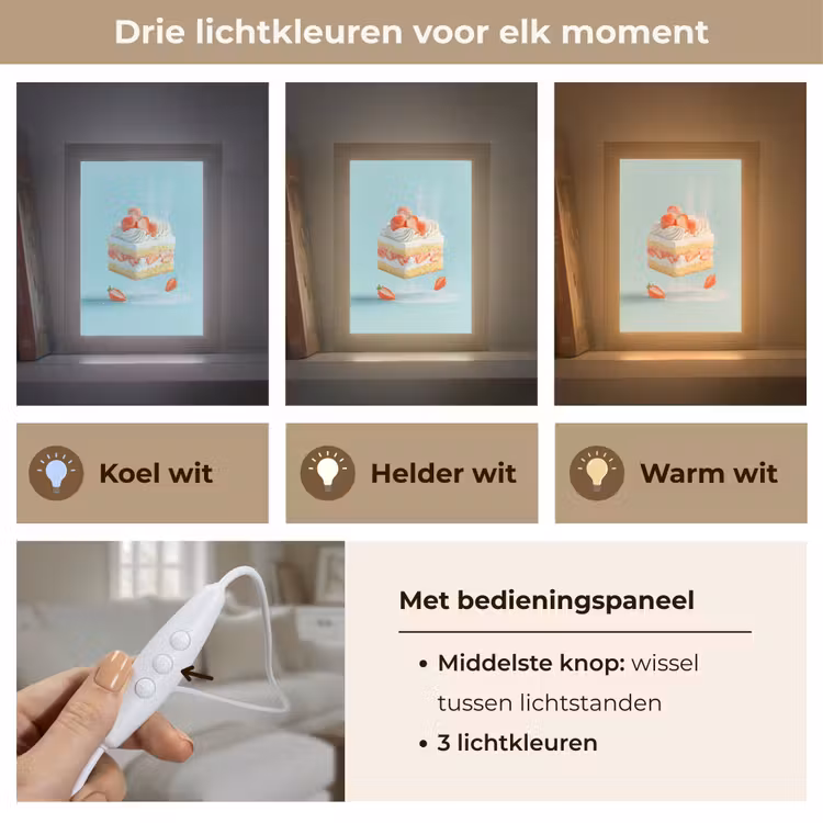 Slagroom - Taart - Blauw - Eten Light Box met kabel (Tafellamp) klein -USP_lichtkleurNL