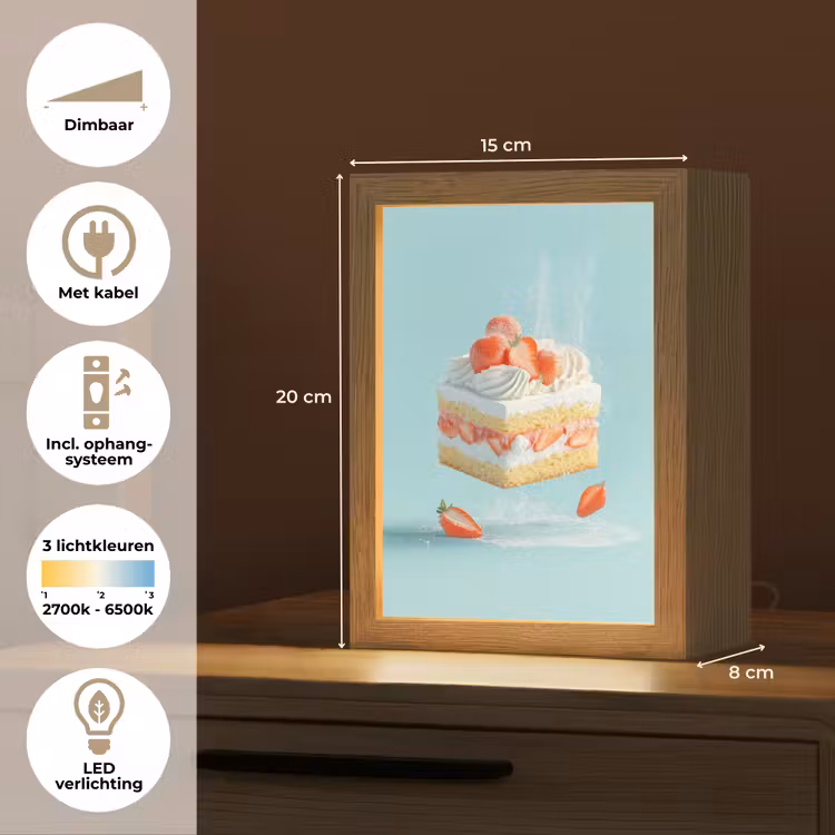 Slagroom - Taart - Blauw - Eten Light Box met kabel (Tafellamp) klein -USP_NL