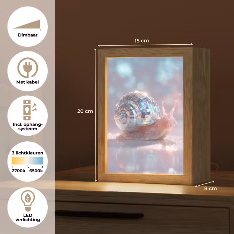 Slak - Disco - Mozaïek - Blauw Light Box met kabel (Tafellamp) klein -USP_NL
