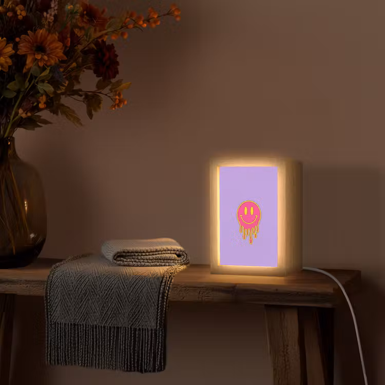 Smiley - Drip - Neon Light Box met kabel (Tafellamp) klein -sfeer4