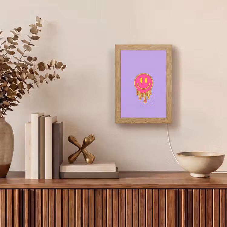 Smiley - Drip - Neon Light Box met kabel (Tafellamp) klein -sfeer2
